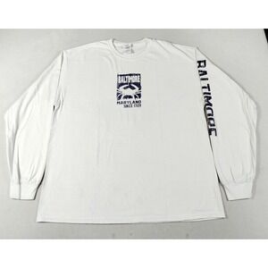 Baltimore Maryland Shirt Mens XL White Crab Graphic Long Sleeve Gildan Tee